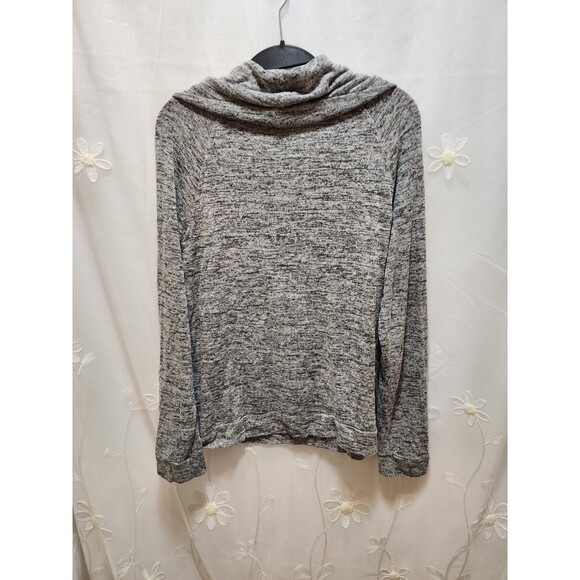 HELLO MELLO WOMENS LARGE GRAY THIN SWEATER COWL SALT & PEPPER SOFT PREPPY COZY - Picture 9 of 11